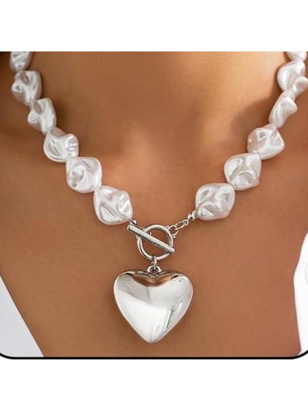 Chunky Necklace for Women Trendy Statement Necklaces Big Heart Pendant OT